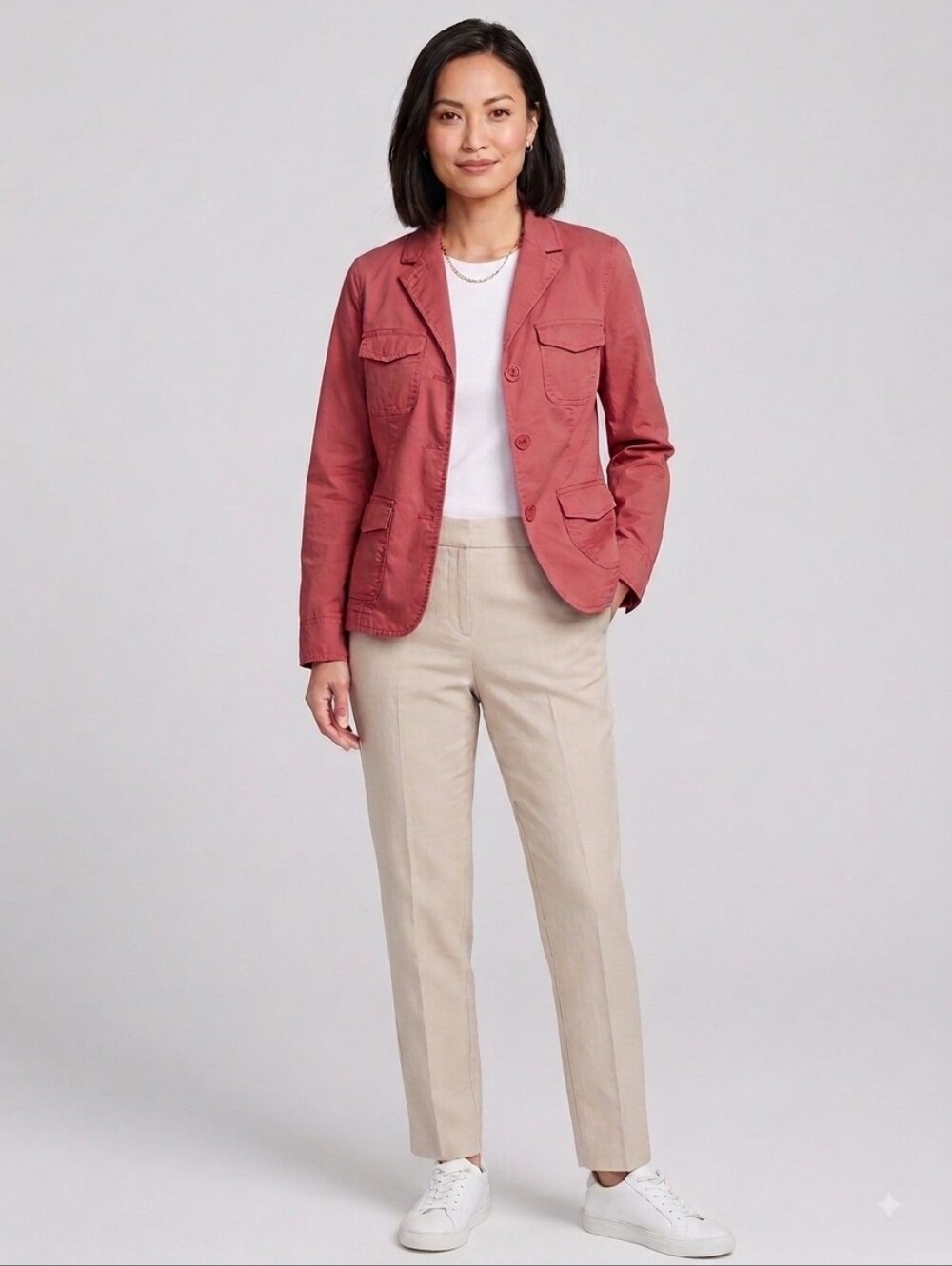Talbots Dusty Raspberry Rosewood Cotton Utility Blazer Jacket 10P